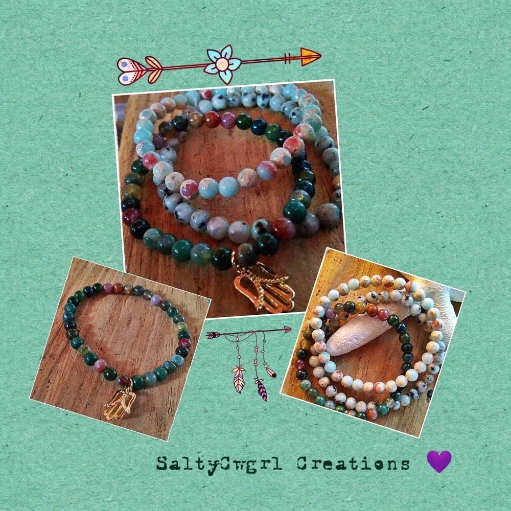 💚 MIXED SEMI~PRECIOUS GEMSTONE CHARM BRACELETS 💚